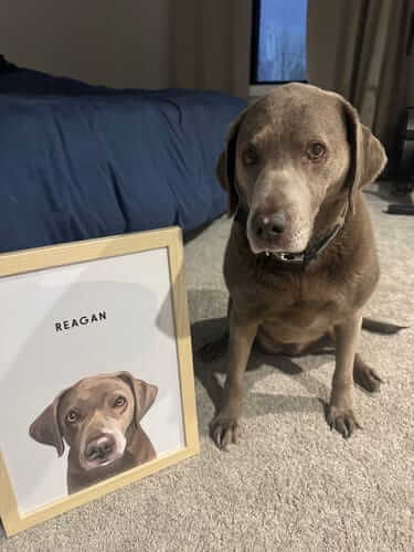 A stunning hand-drawn artist dog portrait by Koko