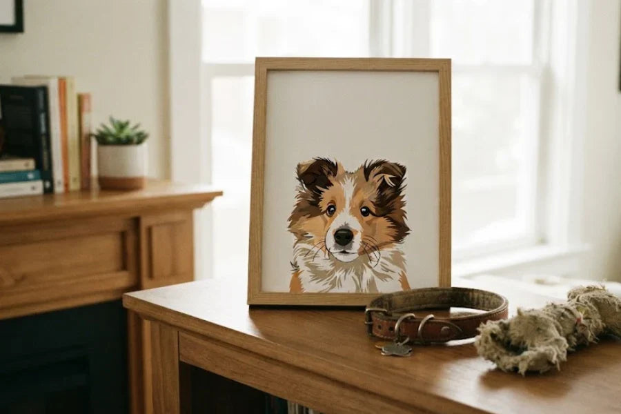 Hand-drawn pet portrait helping preserve memories after pet loss and grief