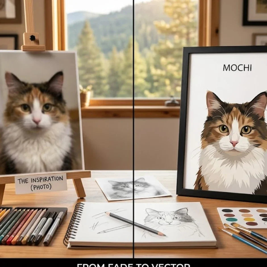 blurry photo used for a custom pet portrait by a real artist