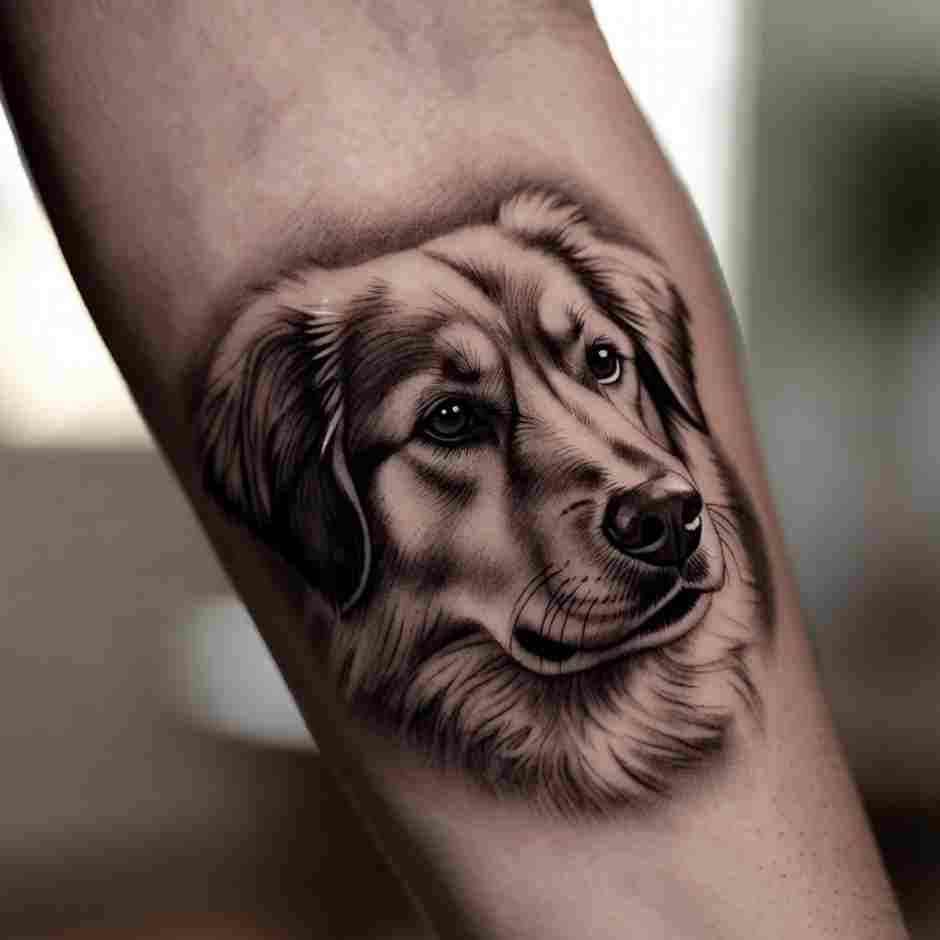 pet memorial tattoos realistic dog portrait tattoo design