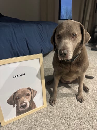 A stunning hand-drawn artist dog portrait by Koko