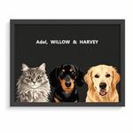 Modern Pet Portraits Three Pets