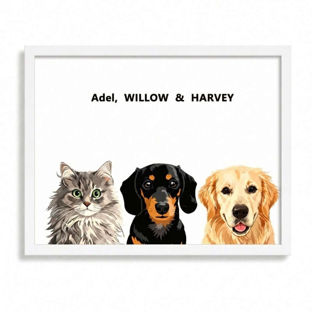 Modern Pet Portraits Three Pets