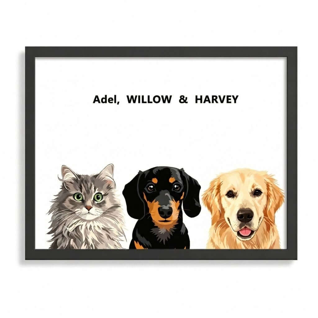 Modern Pet Portraits Three Pets