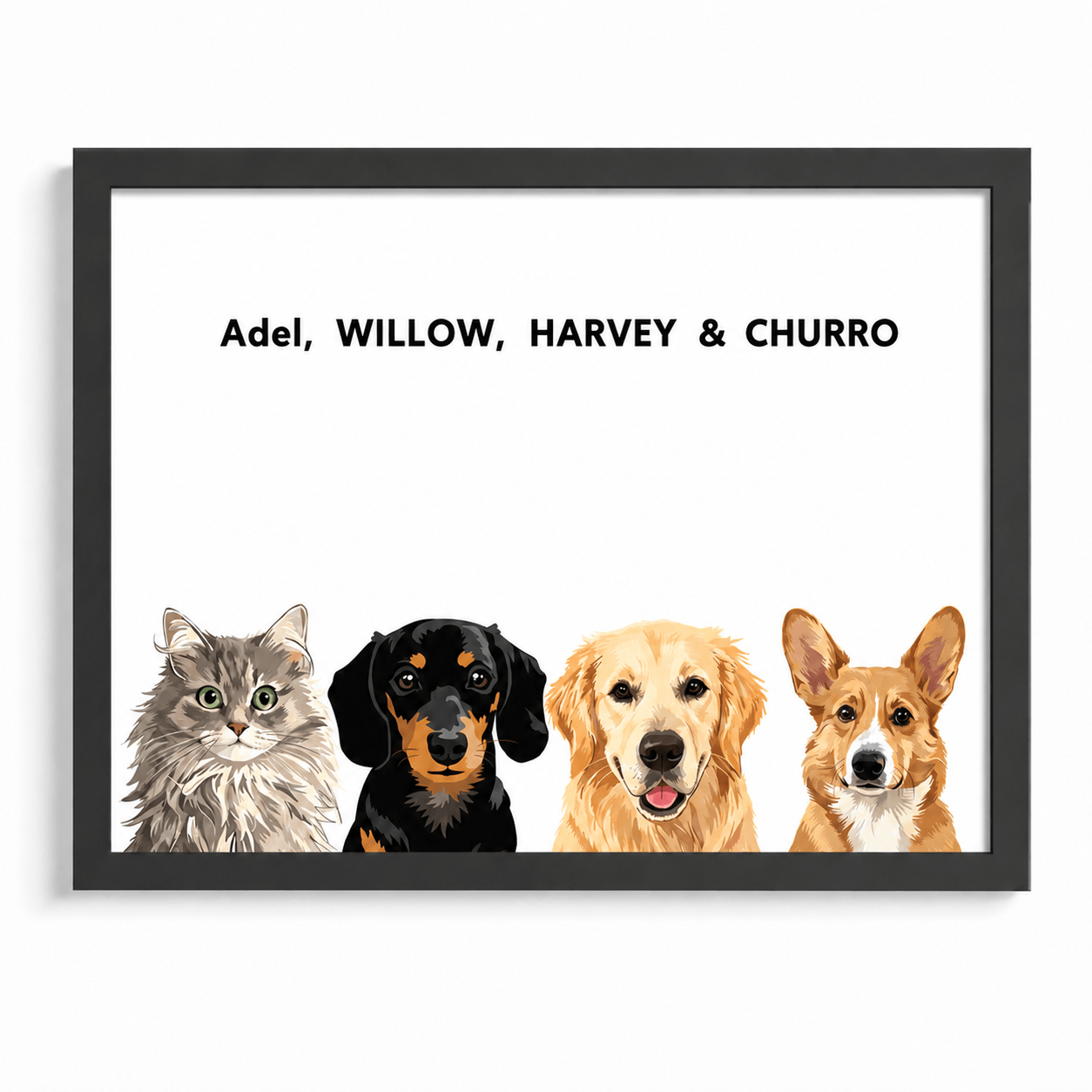 Modern Pet Portraits Four Pets