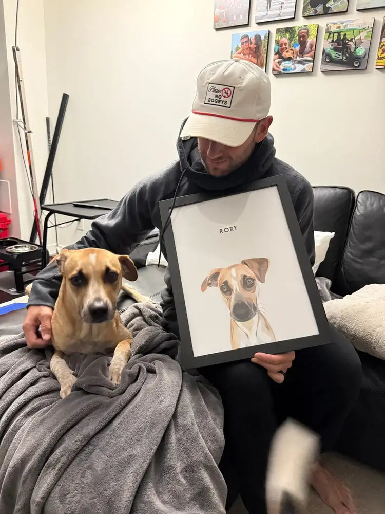 custom pet memorial portrait preserving the emotional bond between owner and senior dog