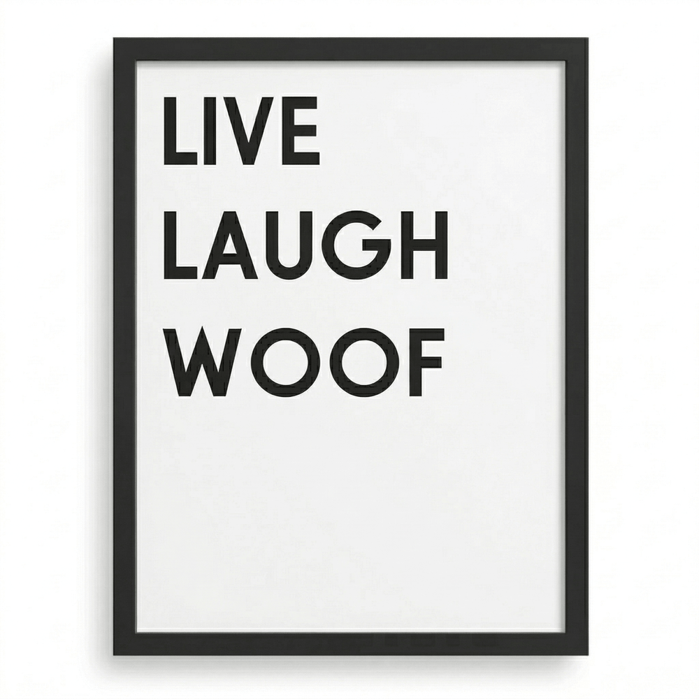 Funny Dog Wall Art | "Live Laugh Woof" Modern Print | KokoHearts