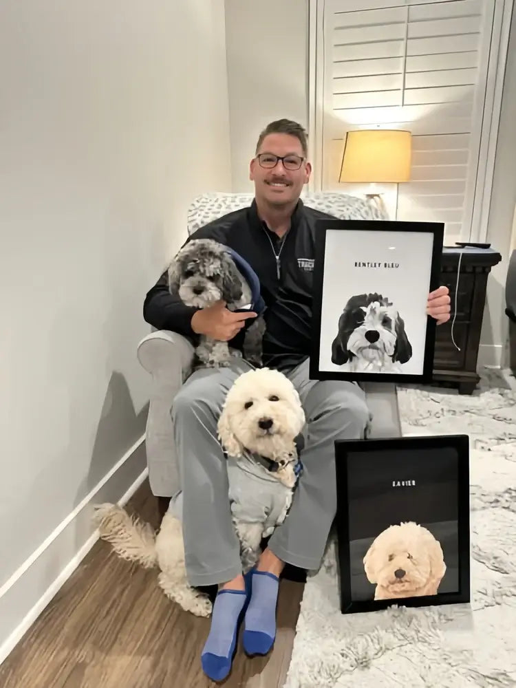 personalized pet memorial portrait created from a real cat photo with museum-quality framing